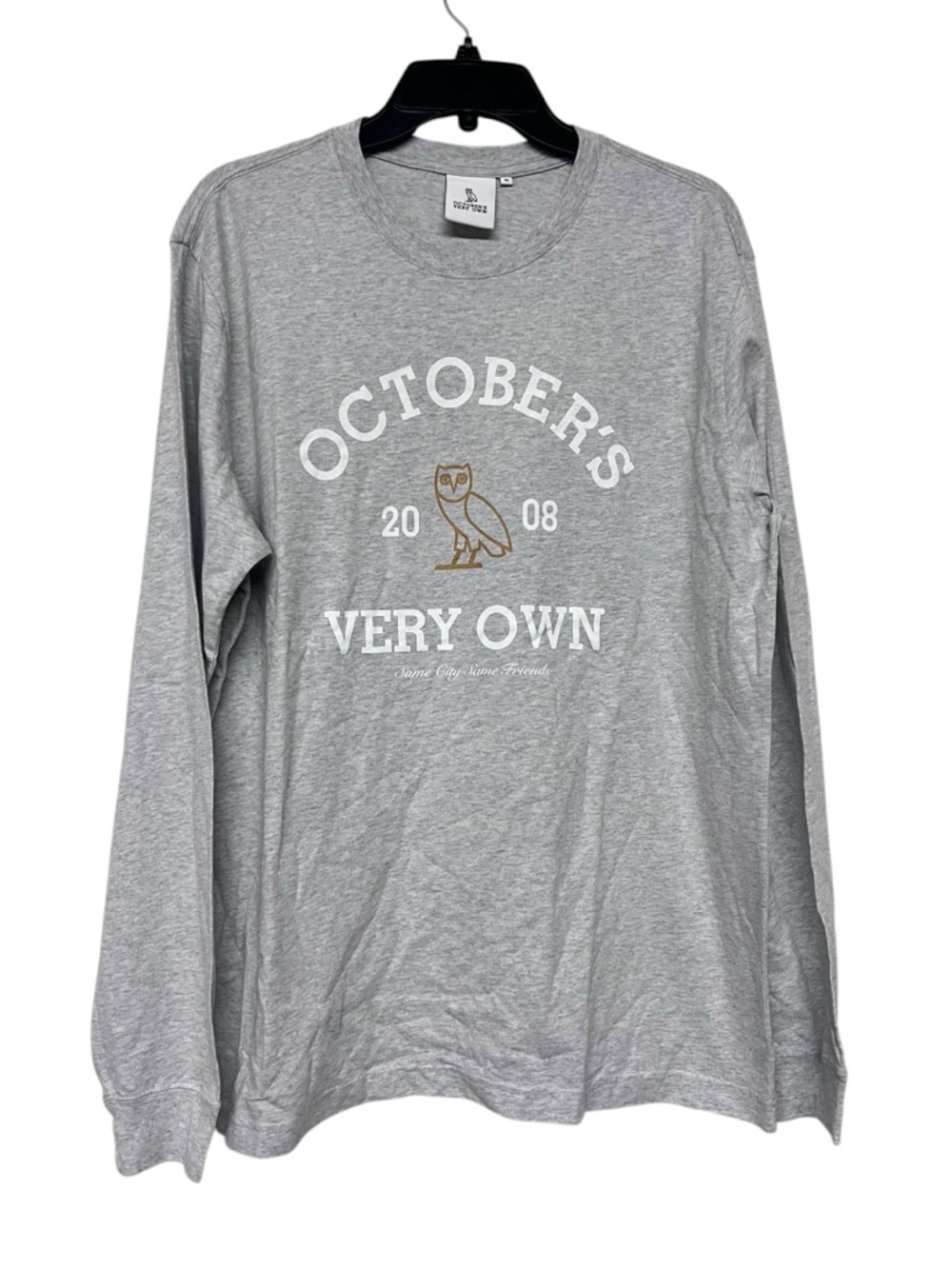 New OVO October's Very Own Collegiate Logo‎ Grey Long Sleeve Tee Pearl Grey
